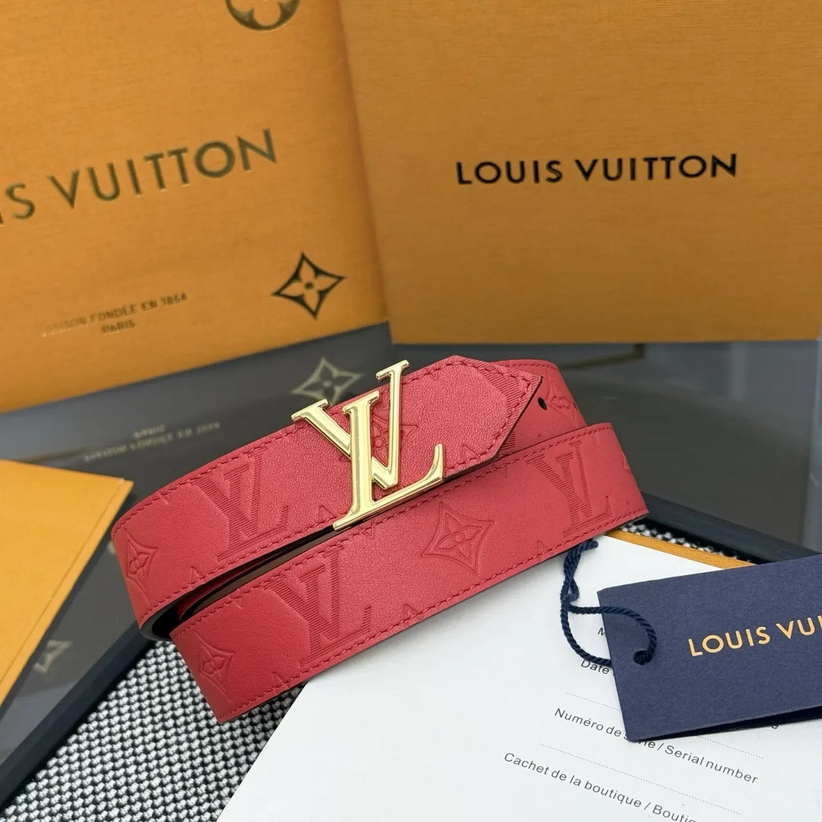 Louis Vuitton Red Monogram Belt - Hình 4