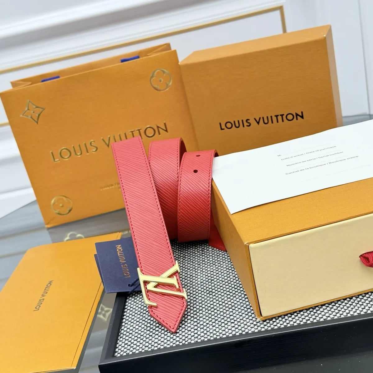 Louis Vuitton Red Epi Belt - Hình 4