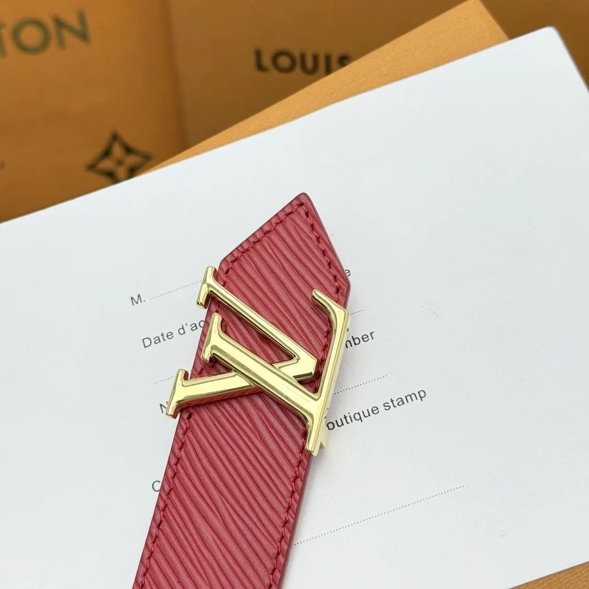 Louis Vuitton Red Epi Belt - Hình 6