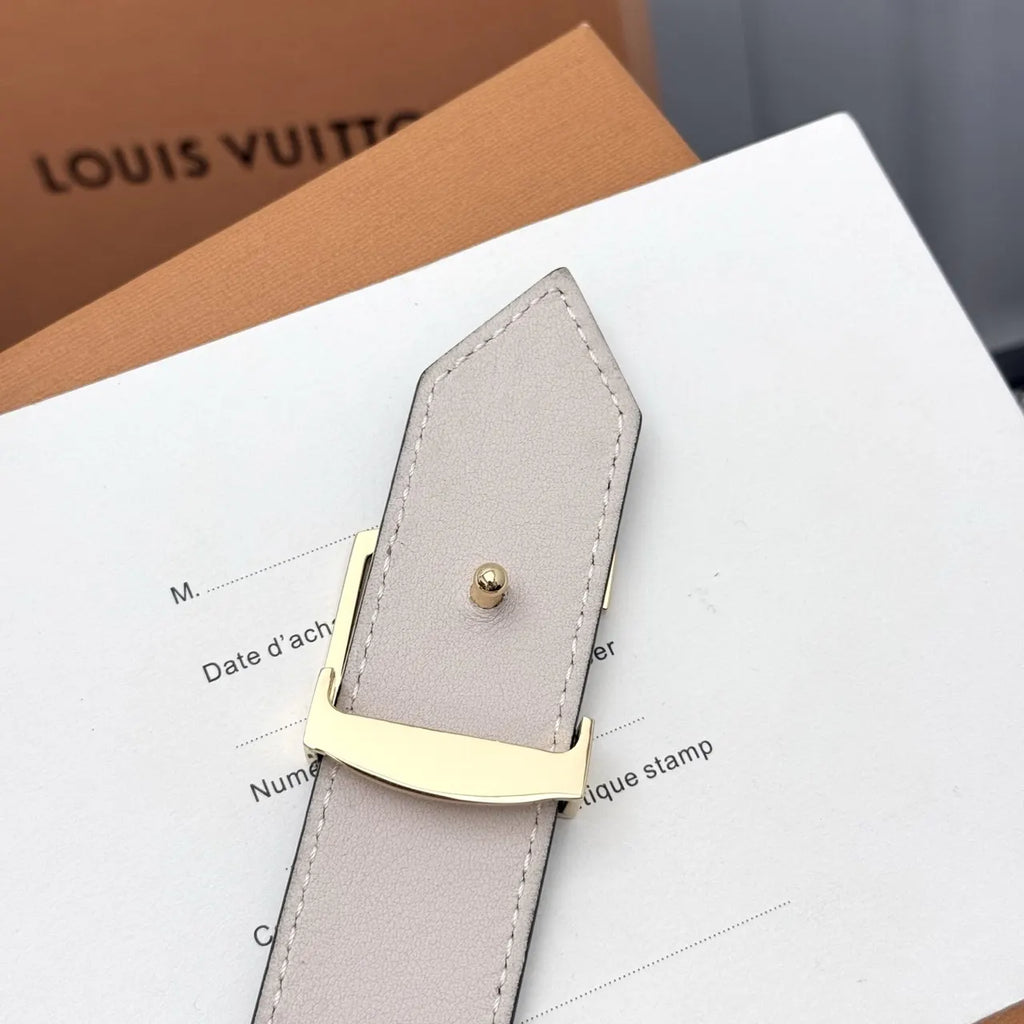 black gold Louis Vuitton Embossed Belt - Hình 7
