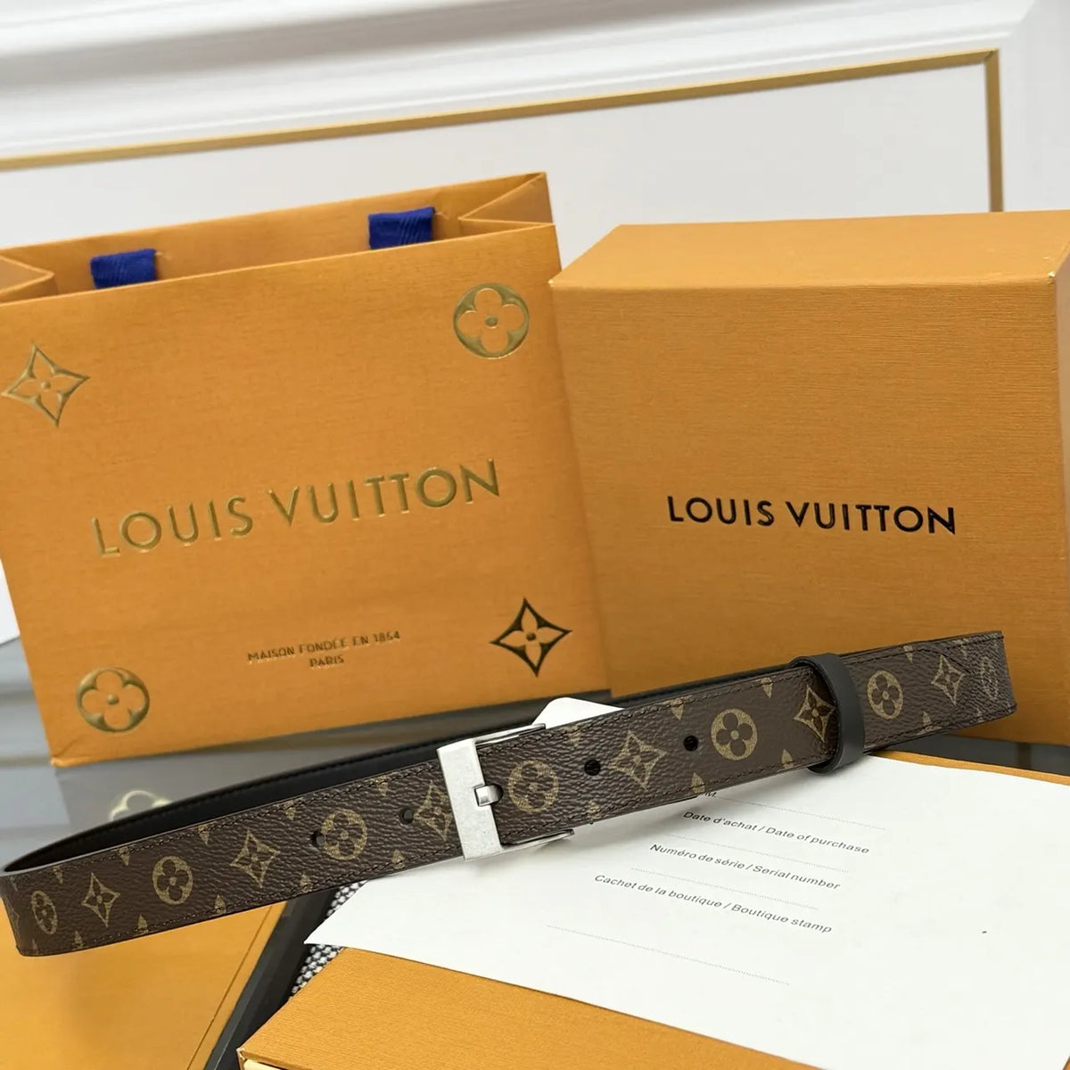 Louis Vuitton Monogram Eclipse Belt silver