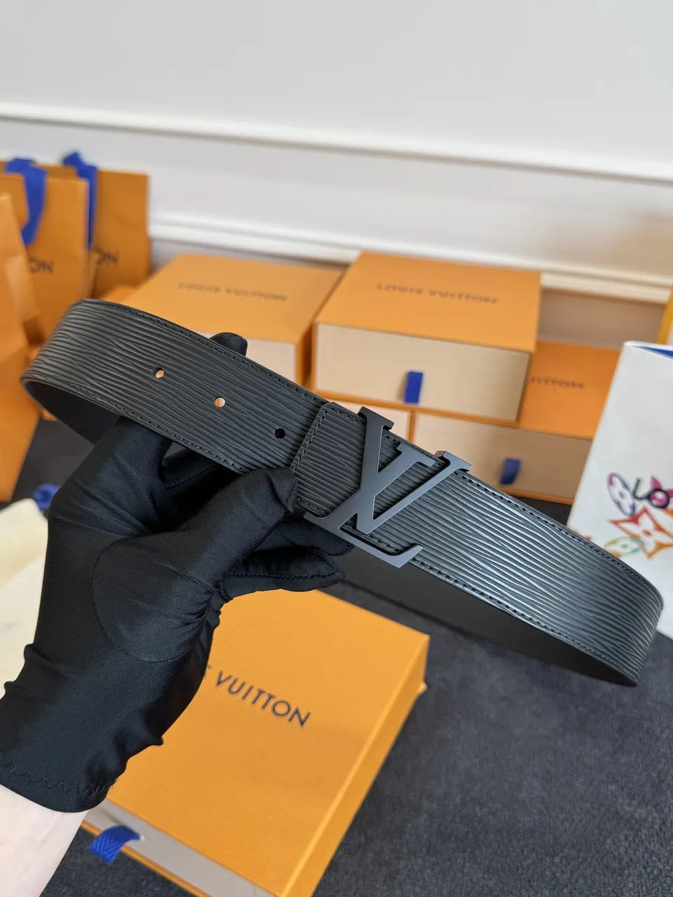 Louis Vuitton Black Epi Leather Belt - Hình 8