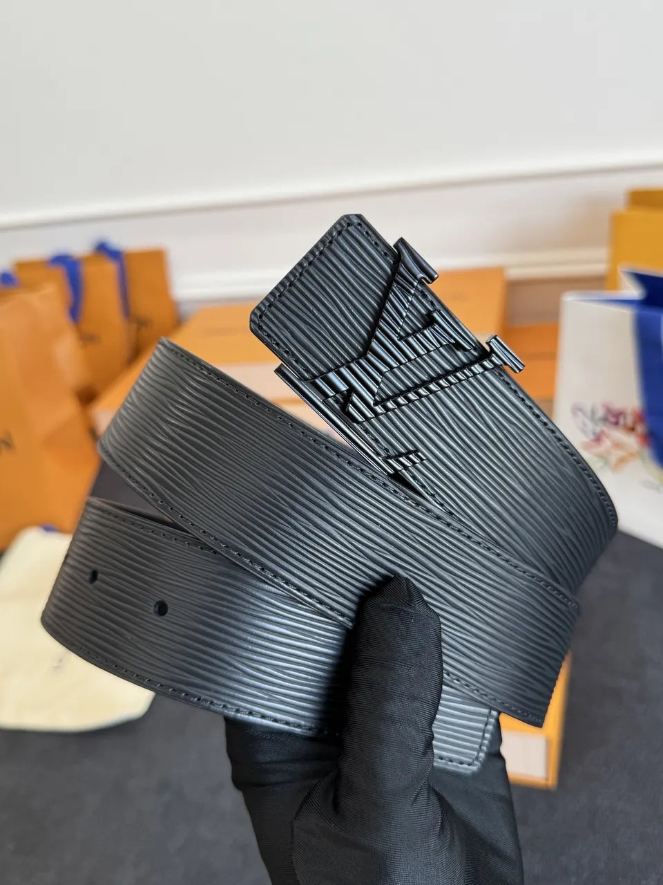 Louis Vuitton Black Epi Leather Belt - Hình 2