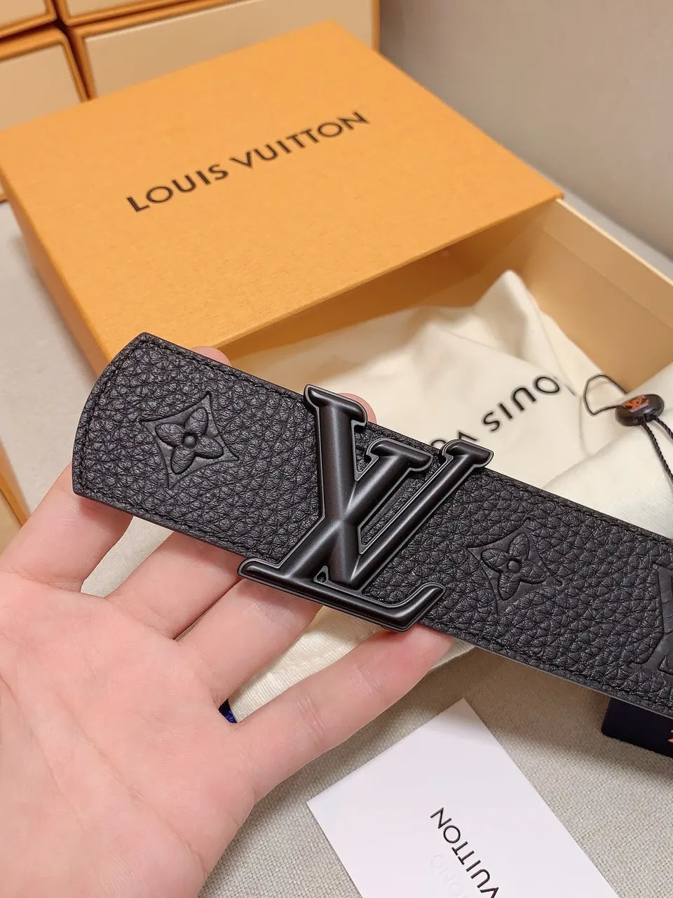 Louis Vuitton Black Taurillon Leather Belt