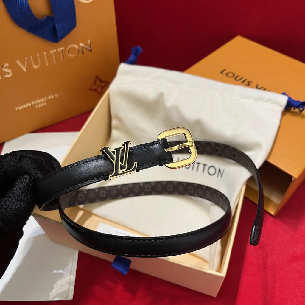 LV Black Leather Monogram Reversible Belt - Hình 3