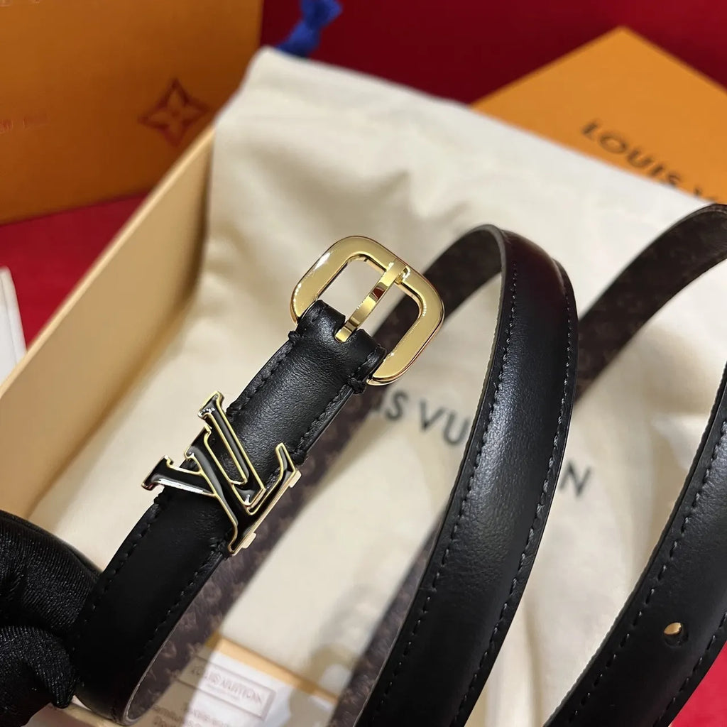 LV Black Leather Monogram Reversible Belt - Hình 5