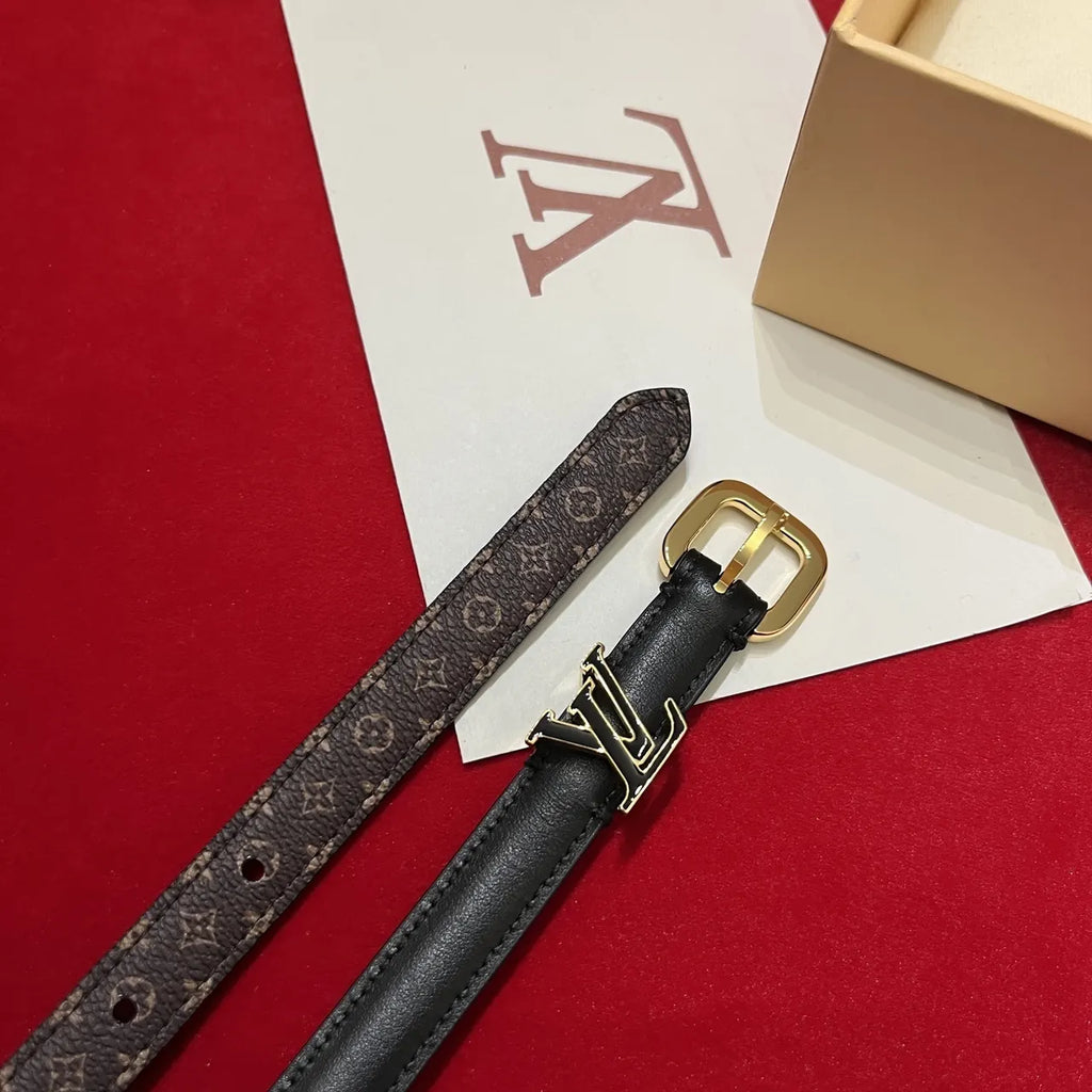 LV Black Leather Monogram Reversible Belt - Hình 7