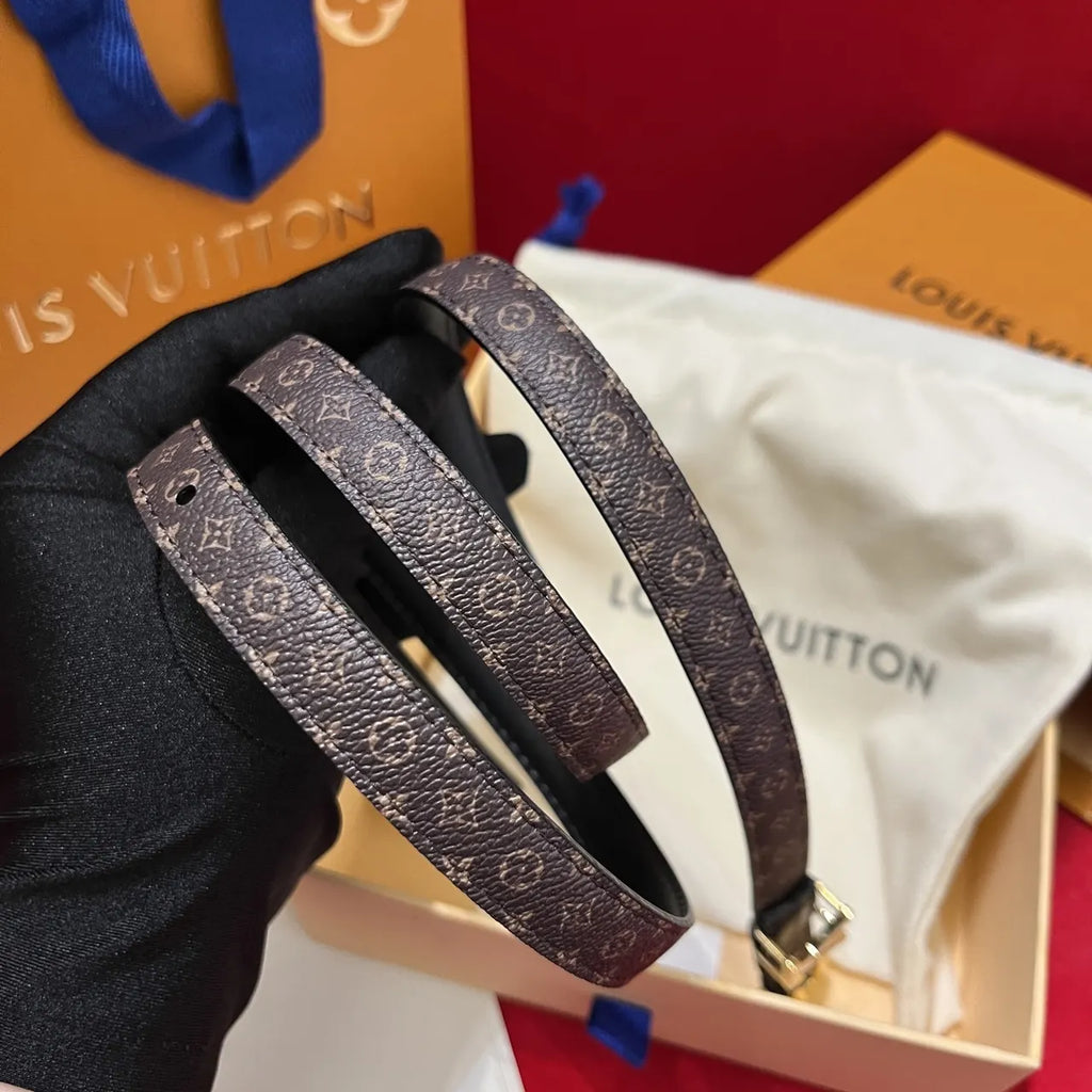 LV Monogram Skinny Belt Gold - Hình 4