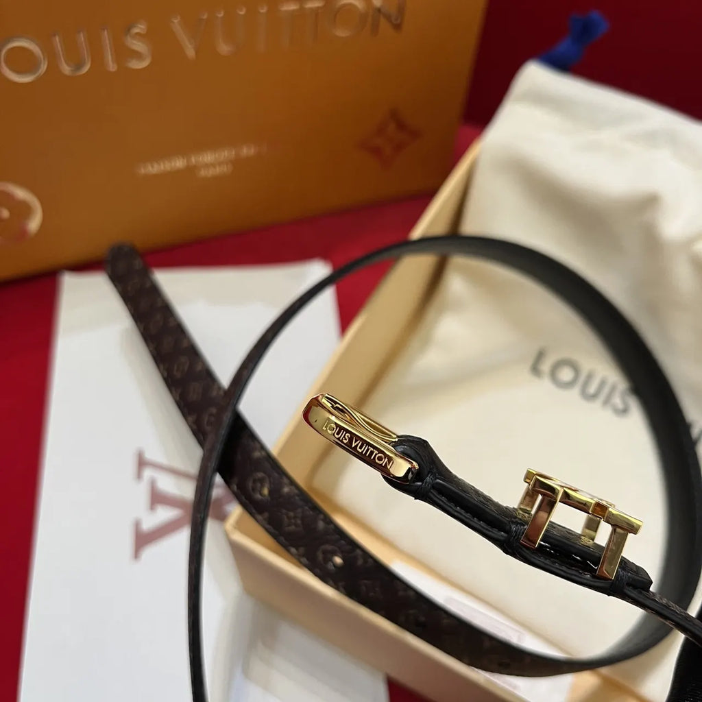 LV Monogram Skinny Belt Gold - Hình 6
