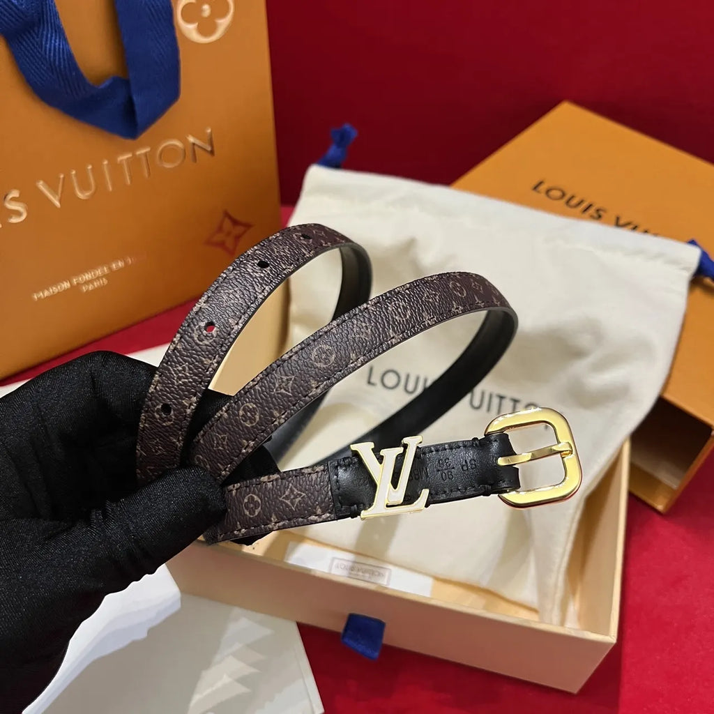LV Monogram Skinny Belt Gold - Hình 9
