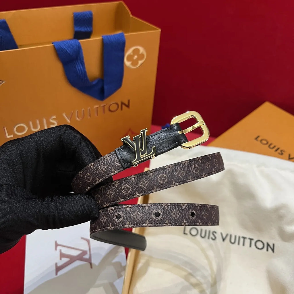 LV Monogram Canvas Belt Gold - Hình 3