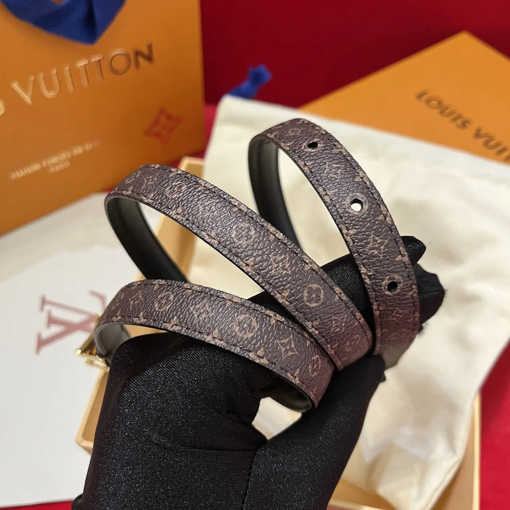 LV Monogram Canvas Belt Gold - Hình 5