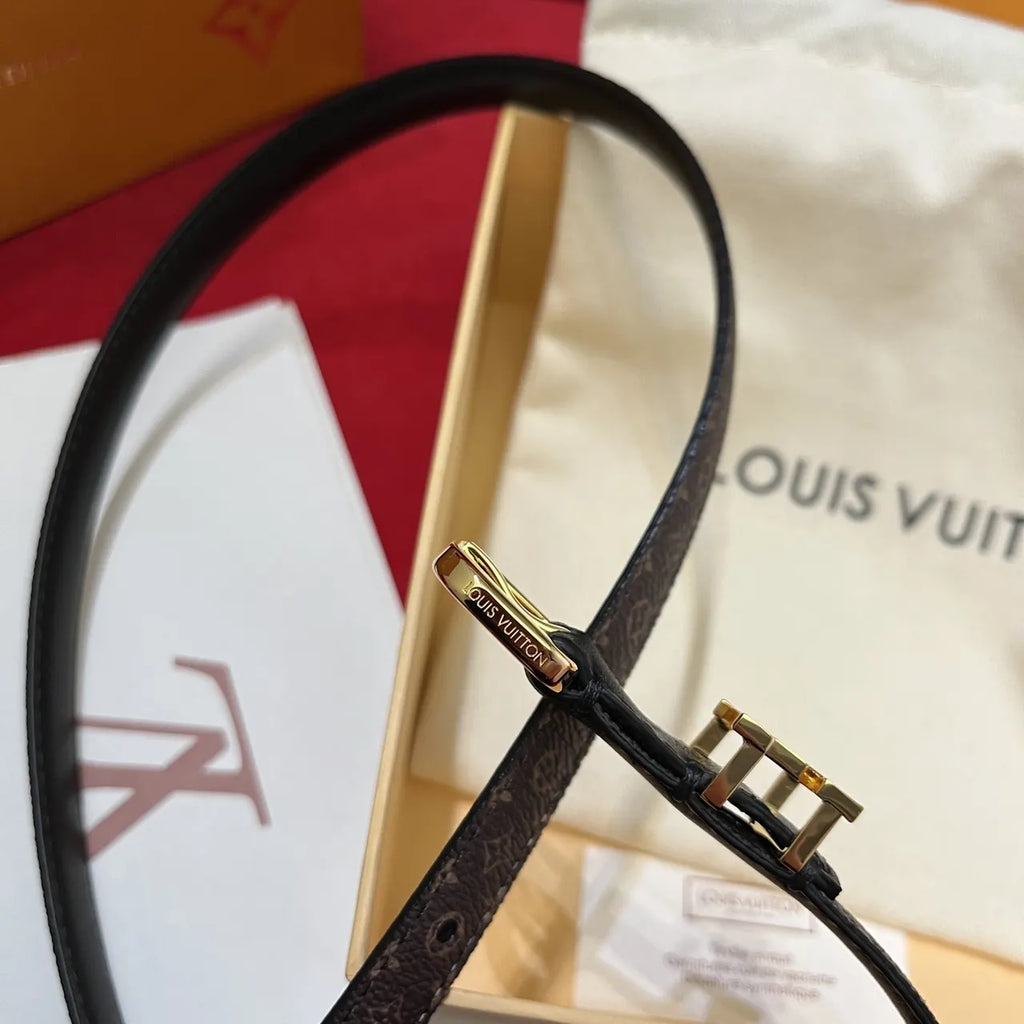 LV Monogram Canvas Belt Gold - Hình 7