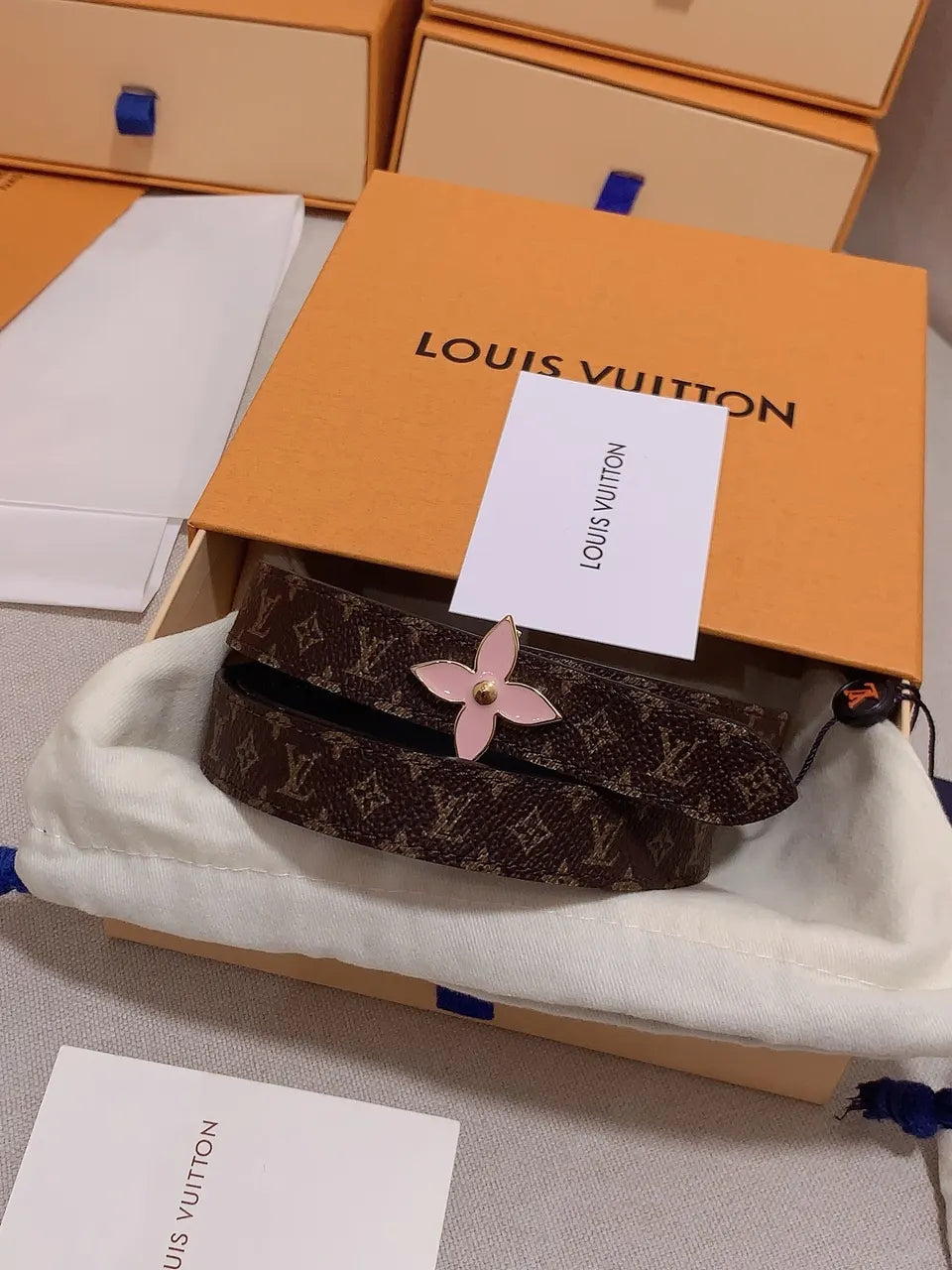 LV Monogram Belt Pink Flower