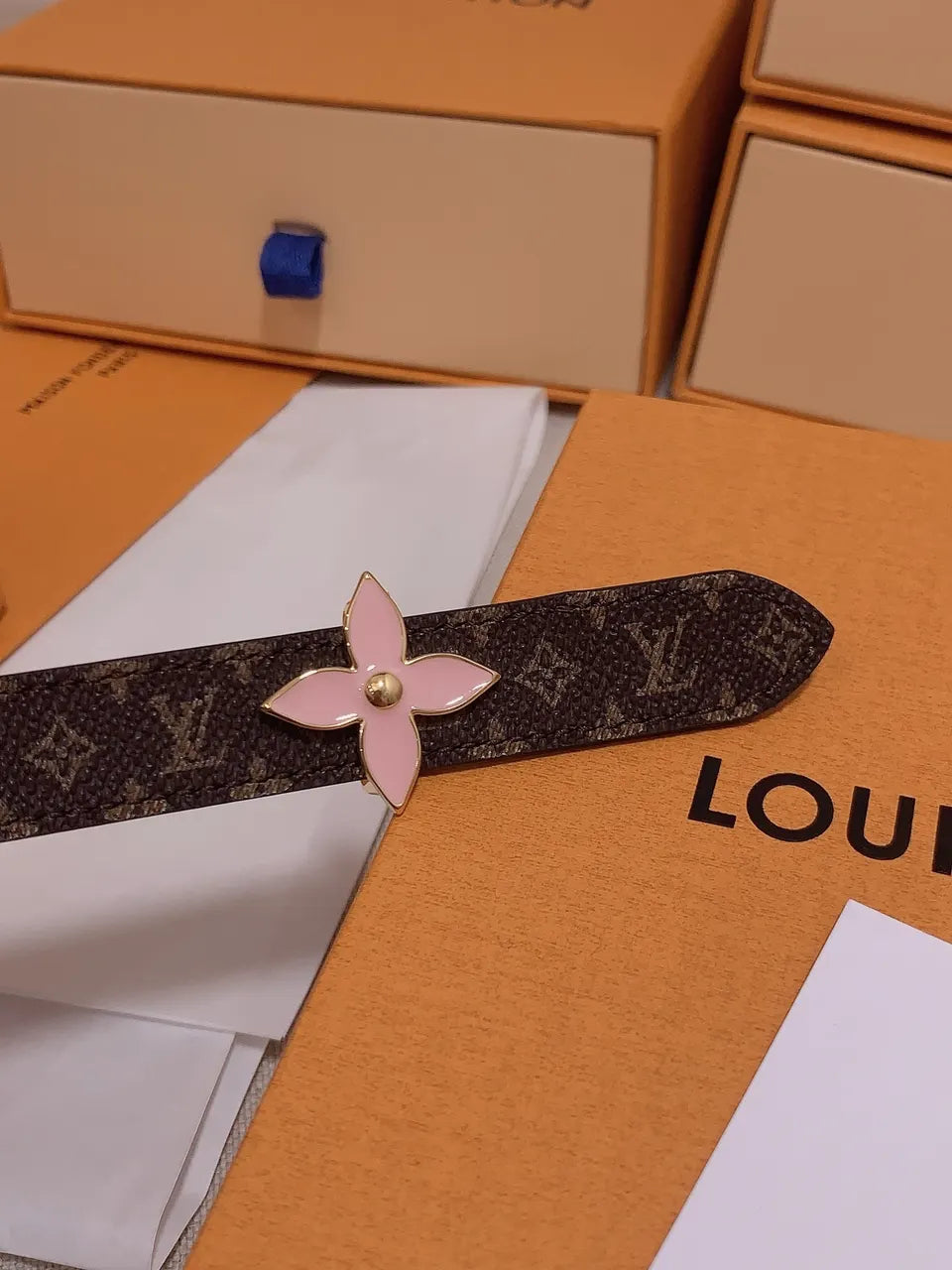 LV Monogram Belt Pink Flower - Hình 3