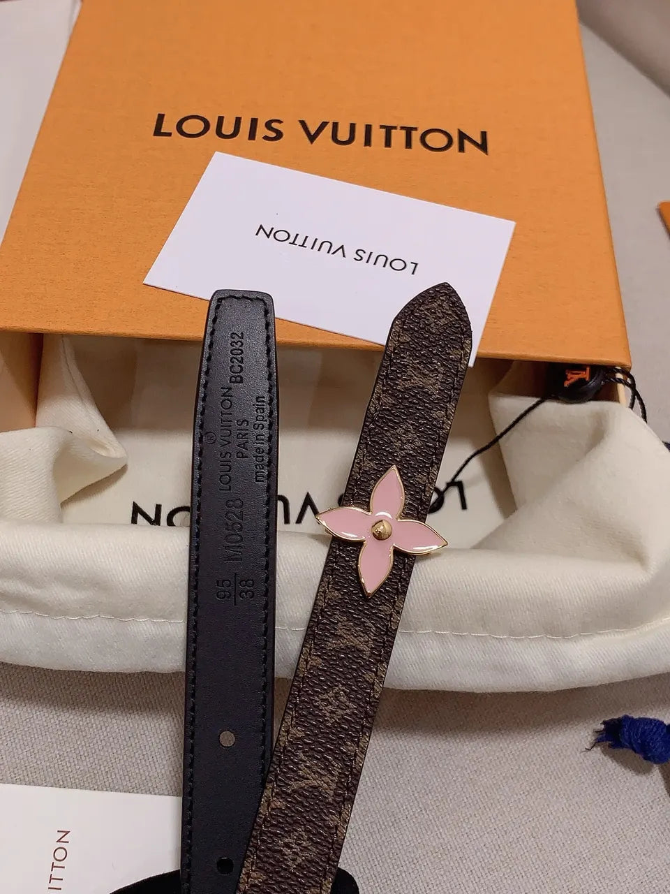 LV Monogram Belt Pink Flower - Hình 5