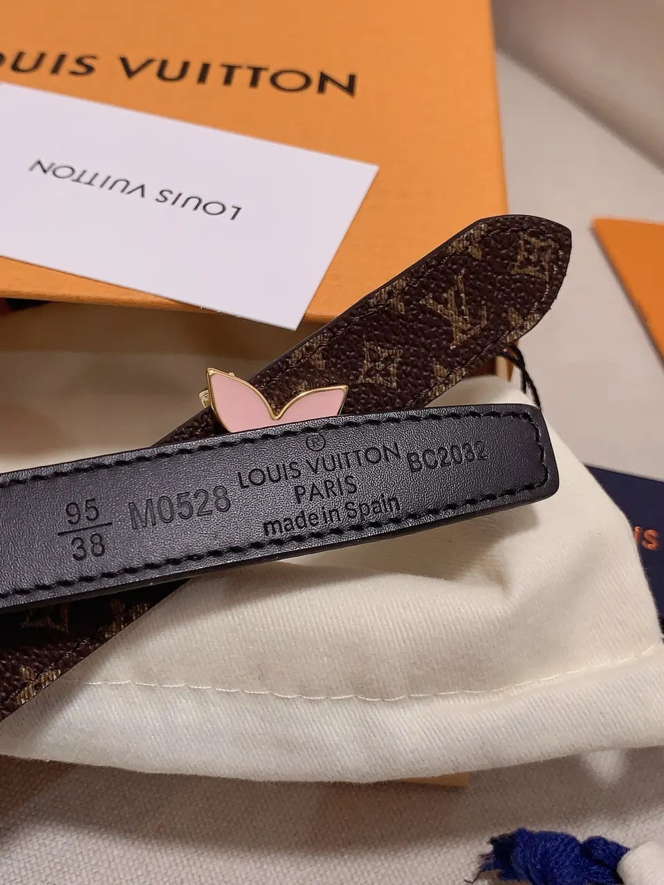 LV Monogram Belt Pink Flower - Hình 6