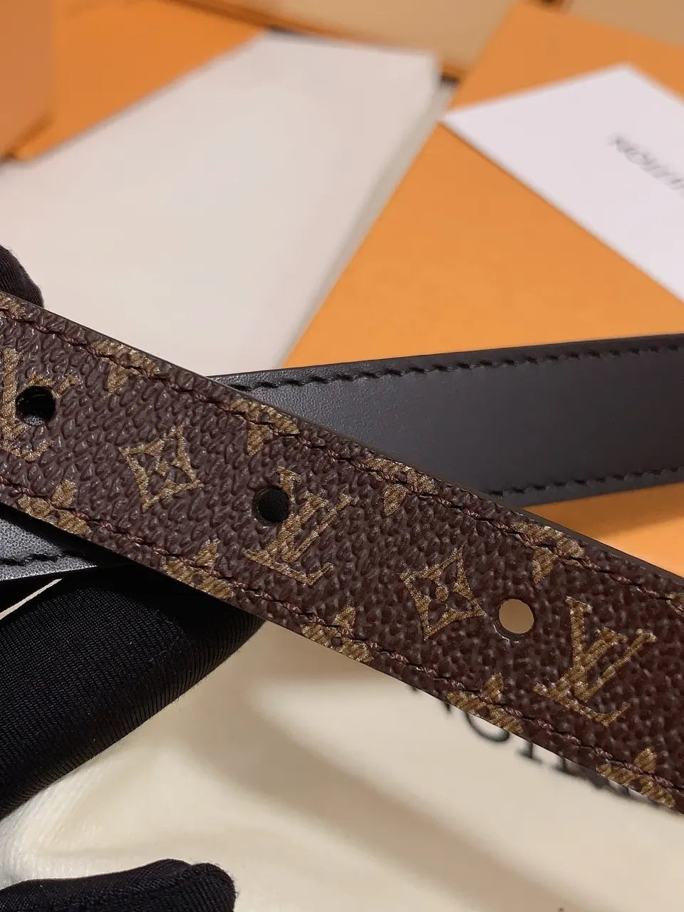 LV Monogram Belt Pink Flower - Hình 7
