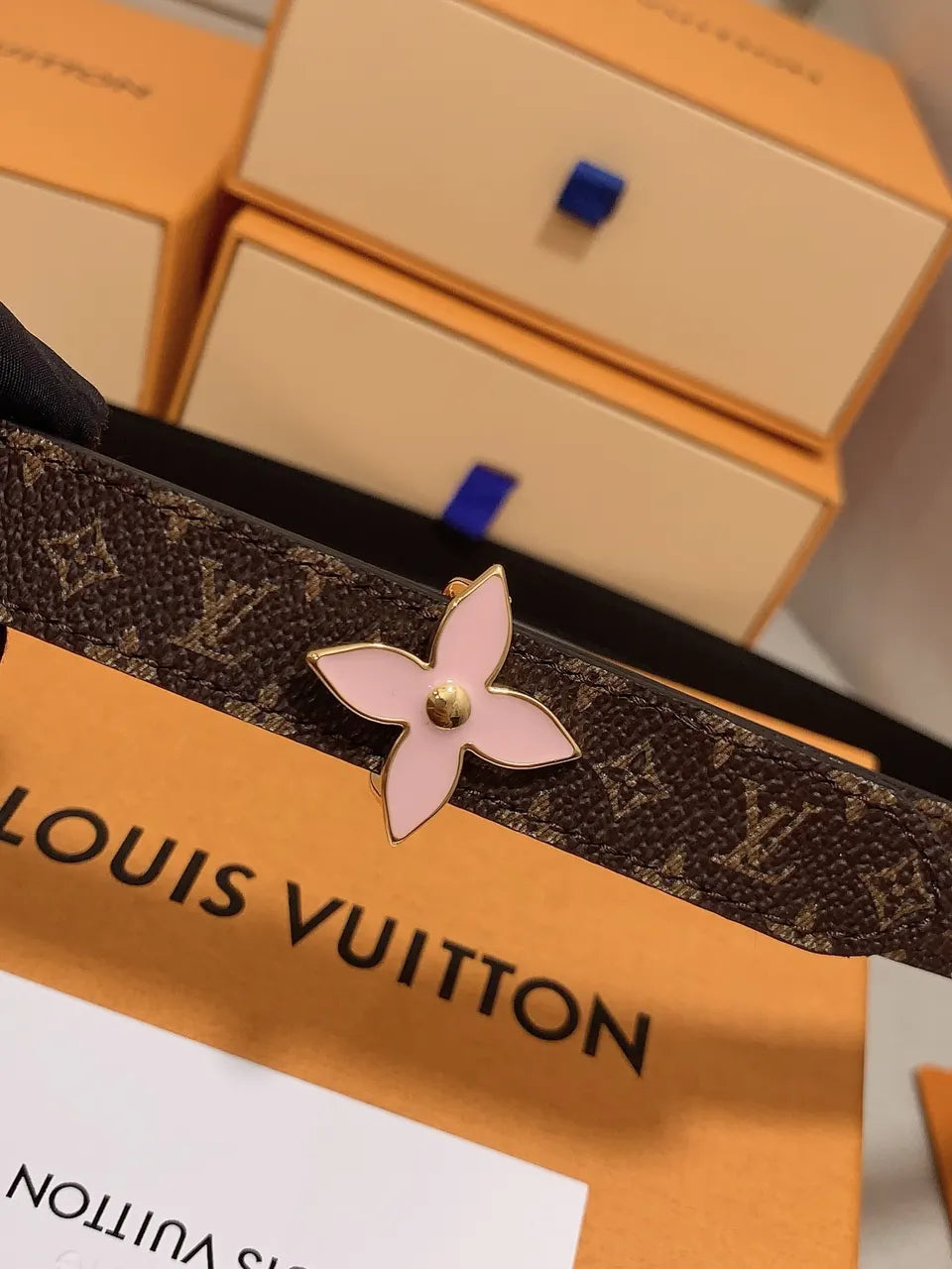 LV Monogram Belt Pink Flower - Hình 8