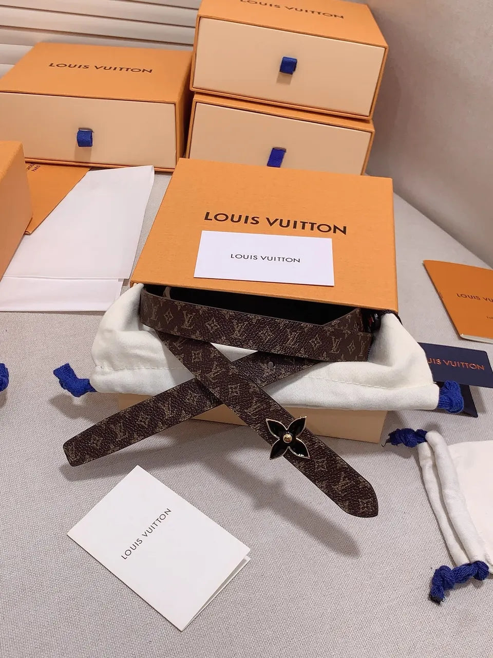 thin Louis Vuitton Monogram Flower Belt