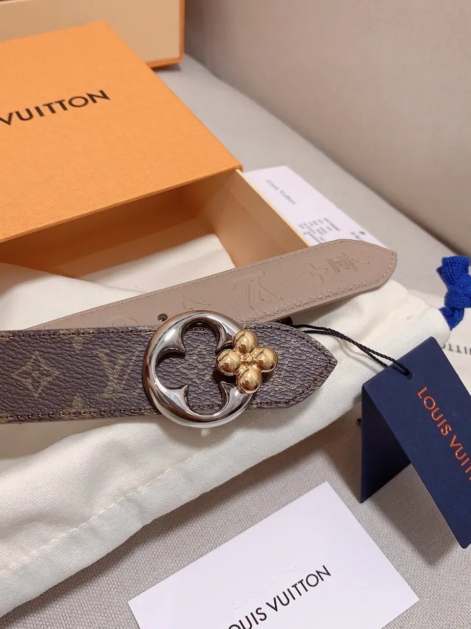 Louis Vuitton Taupe Flower Belt - Hình 7
