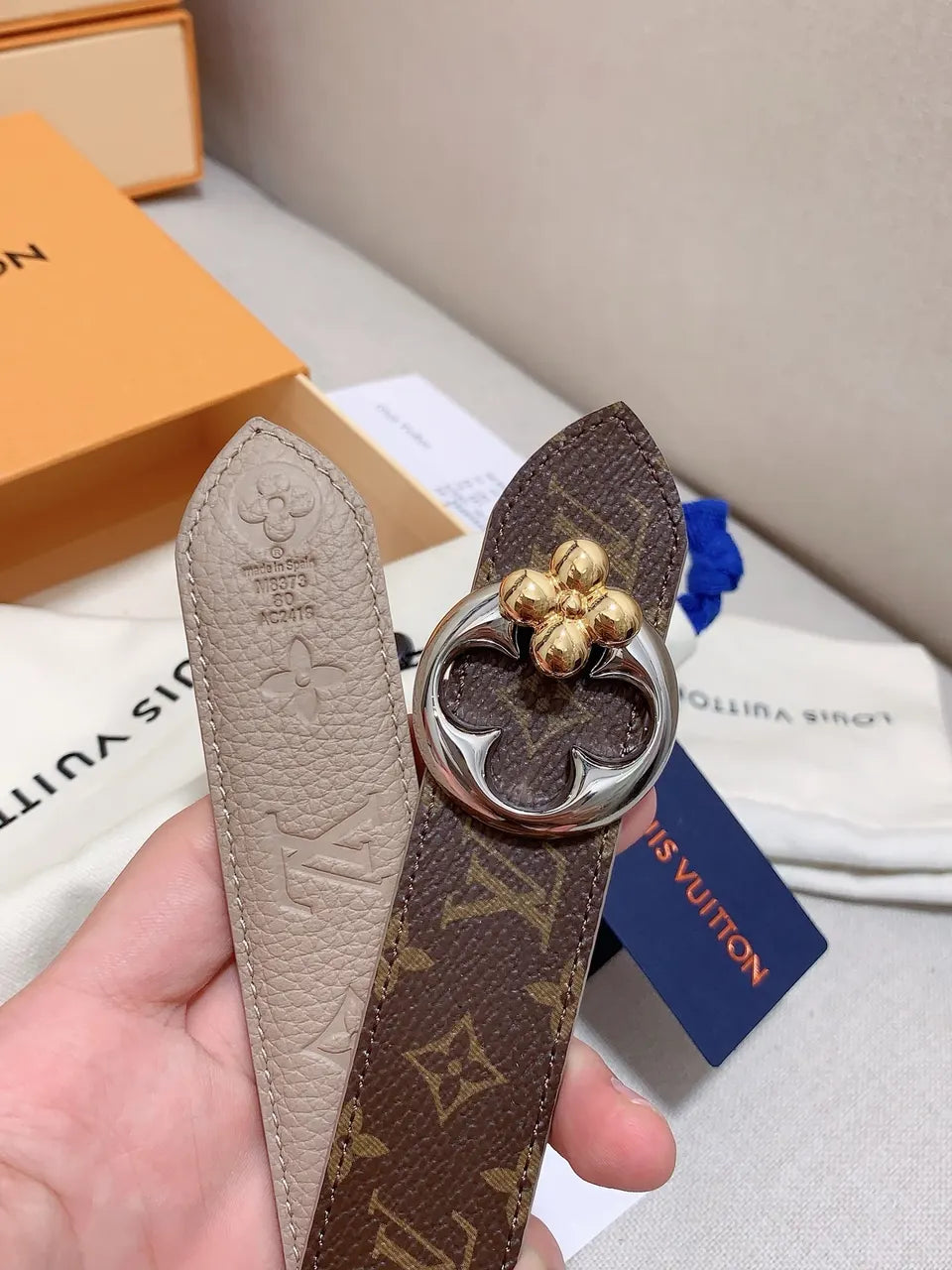 Louis Vuitton Taupe Flower Belt - Hình 8