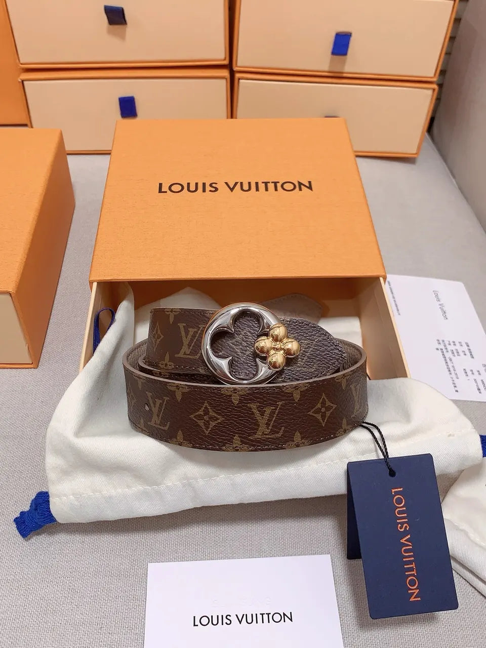 Louis Vuitton Taupe Flower Belt - Hình 9