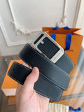 Louis Vuitton Black Belt Silver