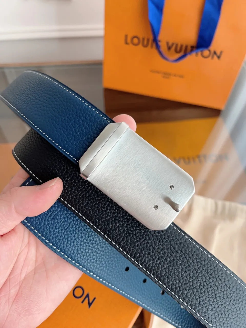 Louis Vuitton Black Belt Silver - Hình 4