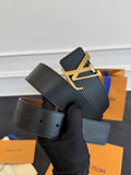 black Louis Vuitton Gold Buckle Belt