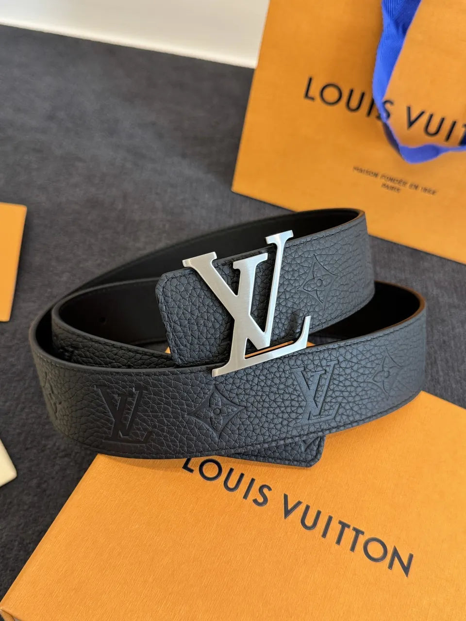 leather Louis Vuitton Embossed Belt