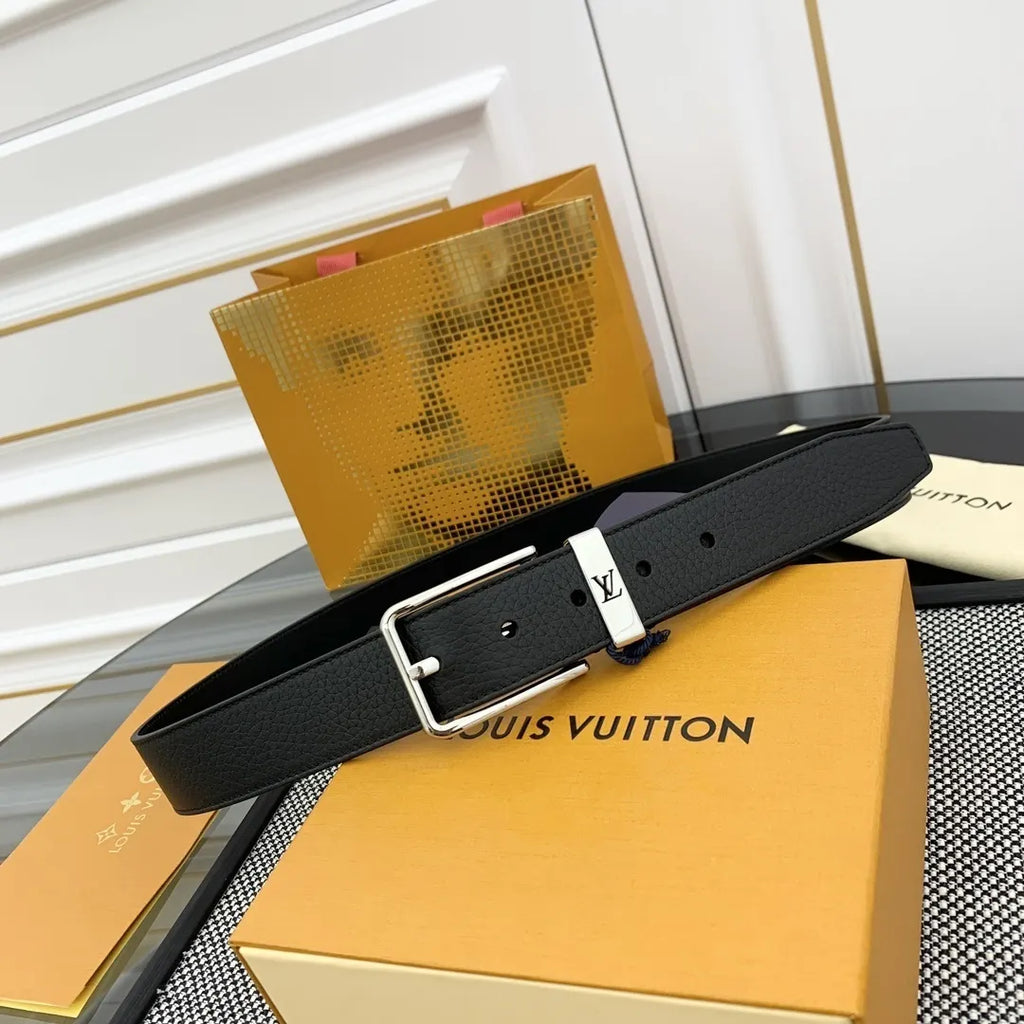 Louis Vuitton Black Grained Leather Belt