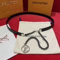 LV Black Leather Chain Belt
