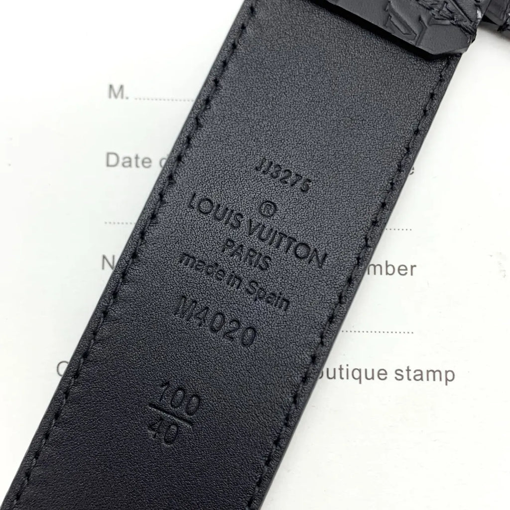 Louis Vuitton Embossed Black Leather Belt - Hình 9