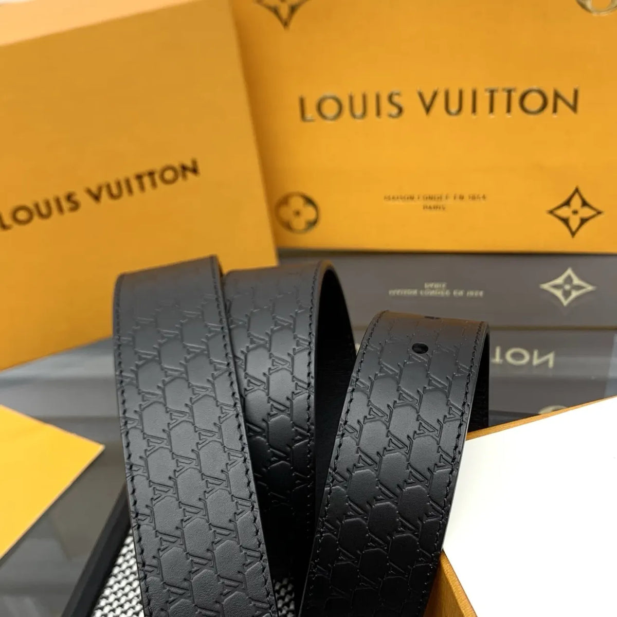 black Louis Vuitton Monogram Eclipse Belt - Hình 3