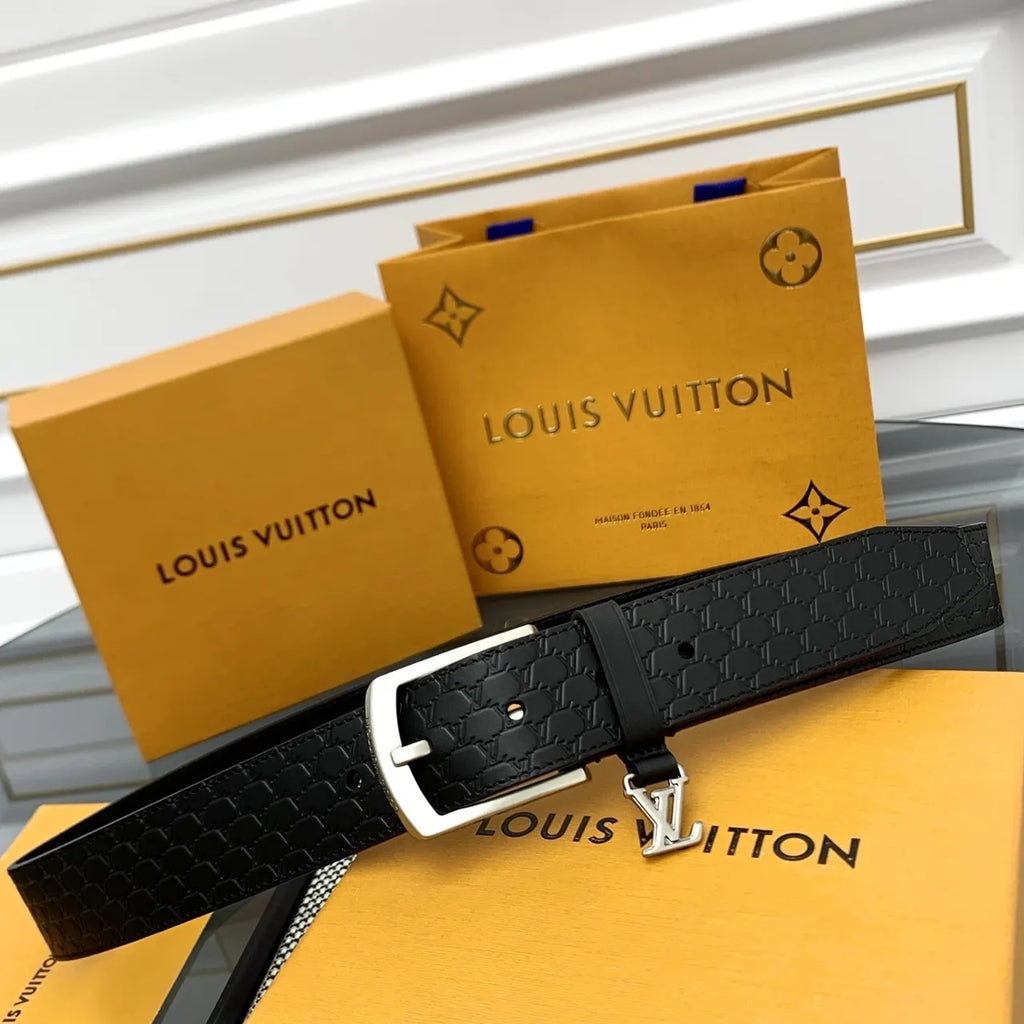 black Louis Vuitton Monogram Eclipse Belt - Hình 4