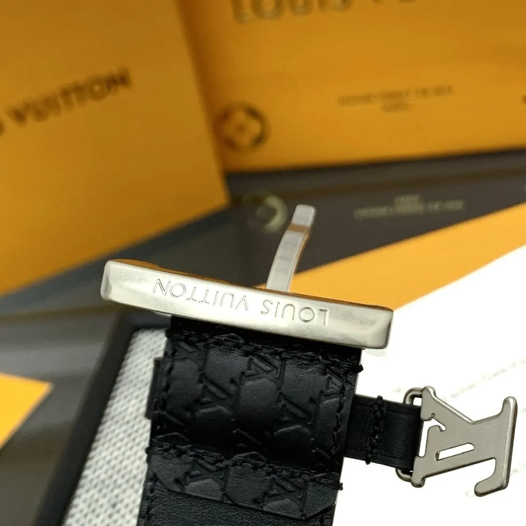 black Louis Vuitton Monogram Eclipse Belt - Hình 5