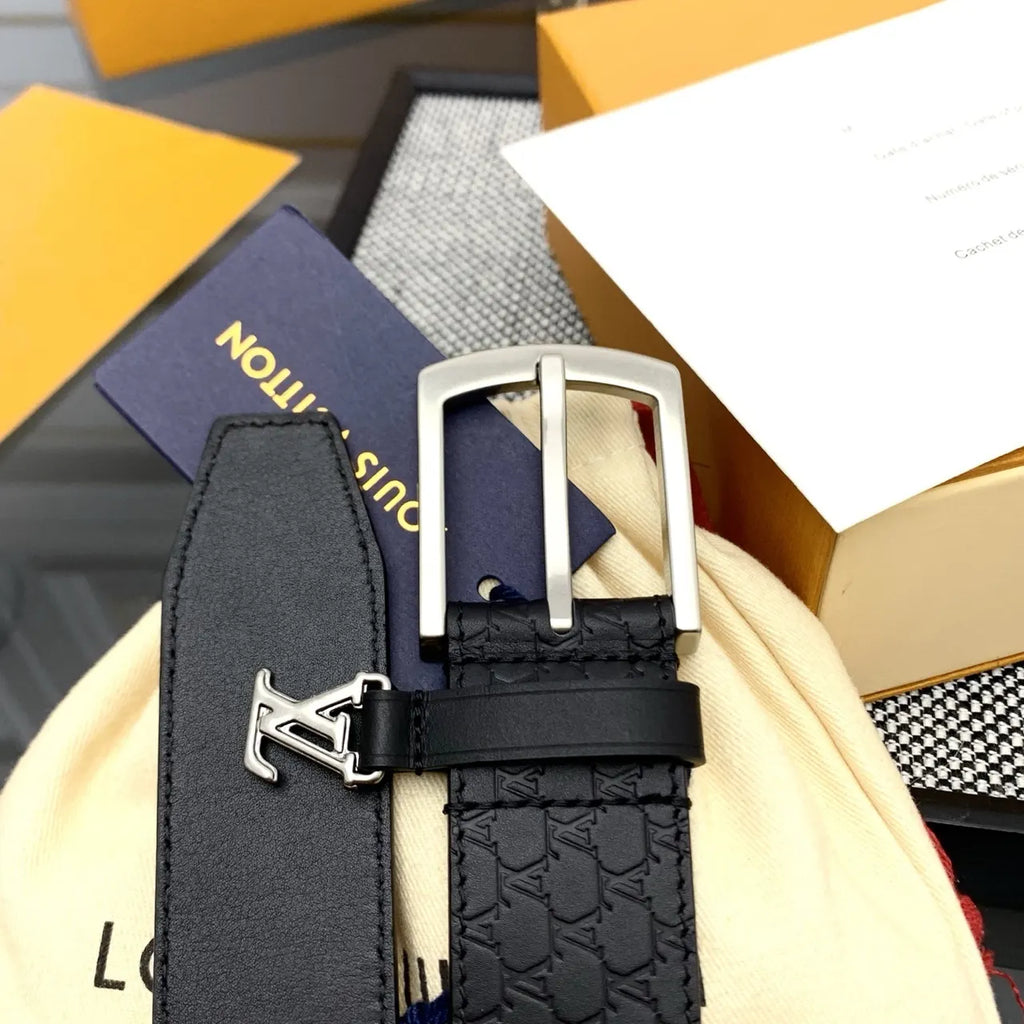 black Louis Vuitton Monogram Eclipse Belt - Hình 6