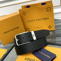 louis LV Embossed Black Leather Belt