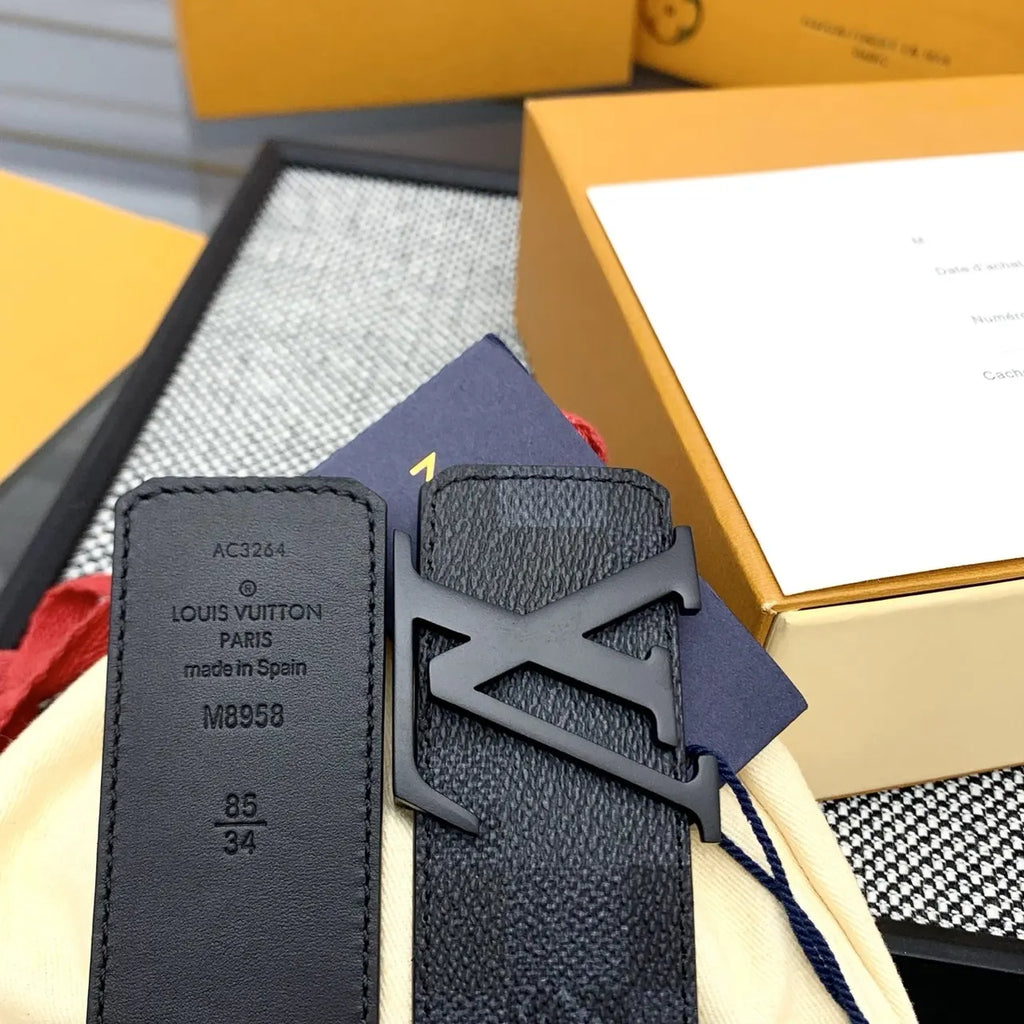 matte Louis Vuitton Damier Graphite Belt - Hình 2