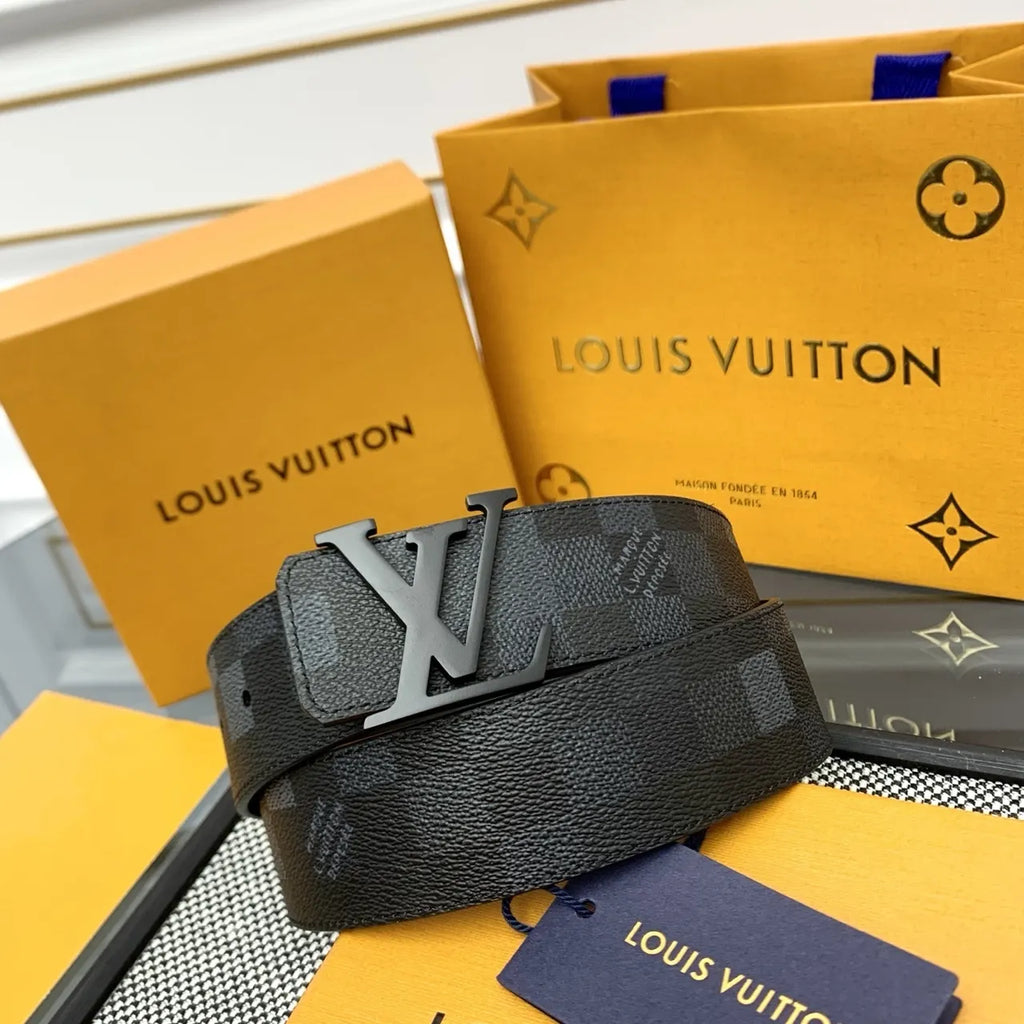 matte Louis Vuitton Damier Graphite Belt - Hình 4