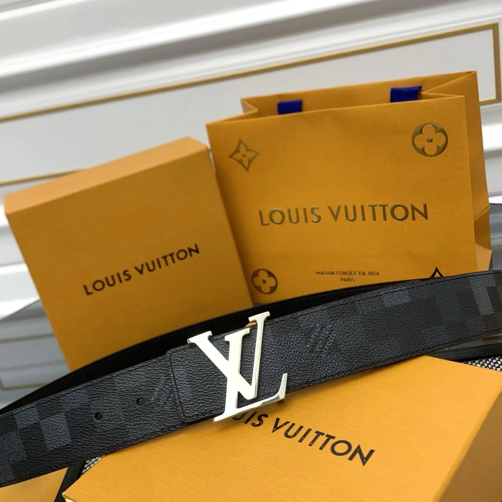 silver Louis Vuitton Graphite Damier Belt