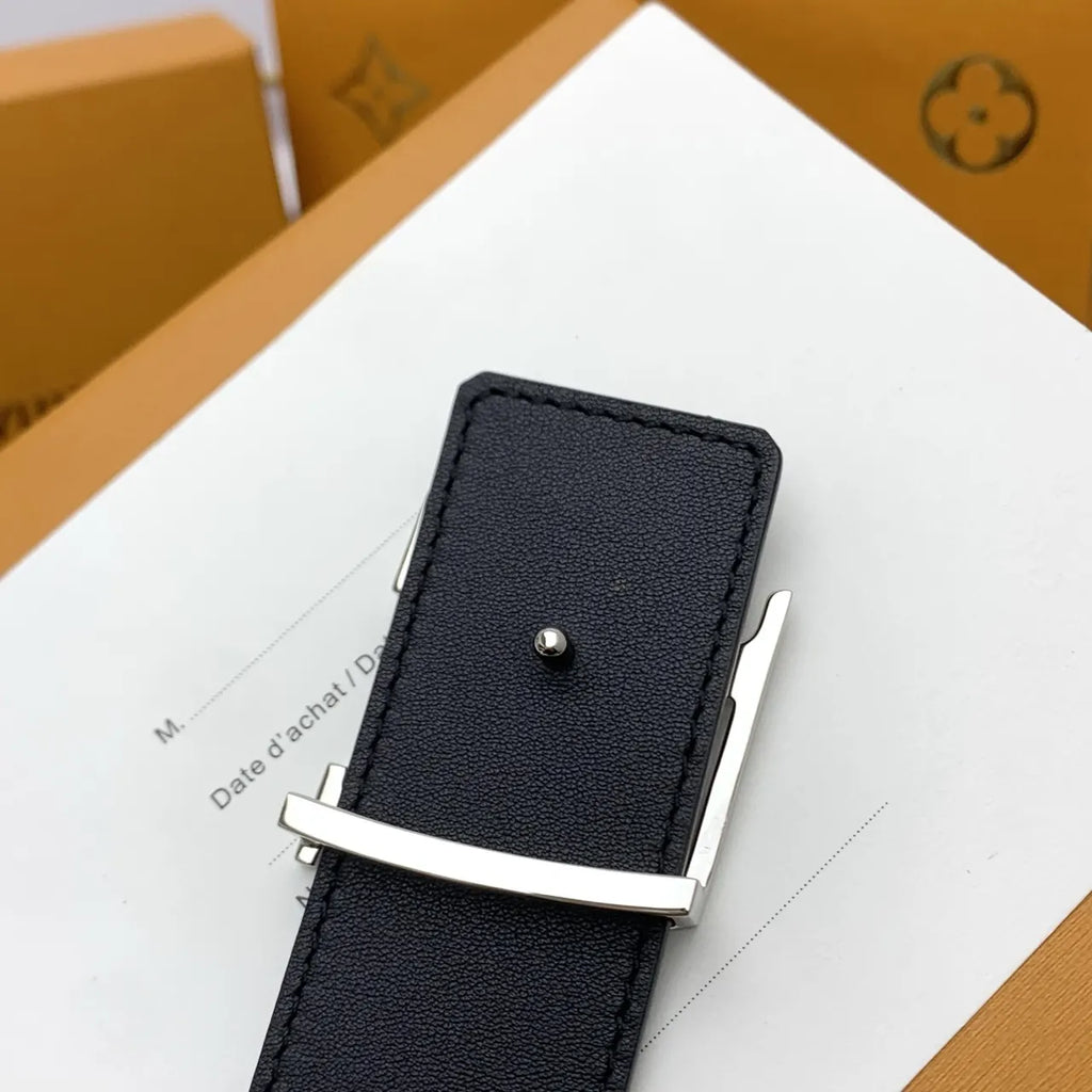 silver Louis Vuitton Graphite Damier Belt - Hình 8
