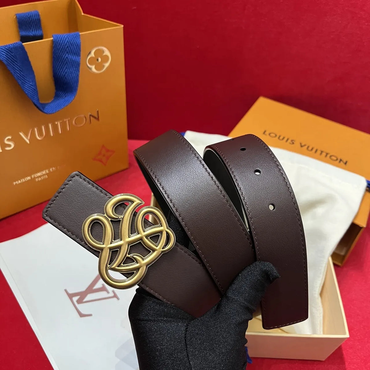 Loewe Dark Brown Leather Belt - Hình 5