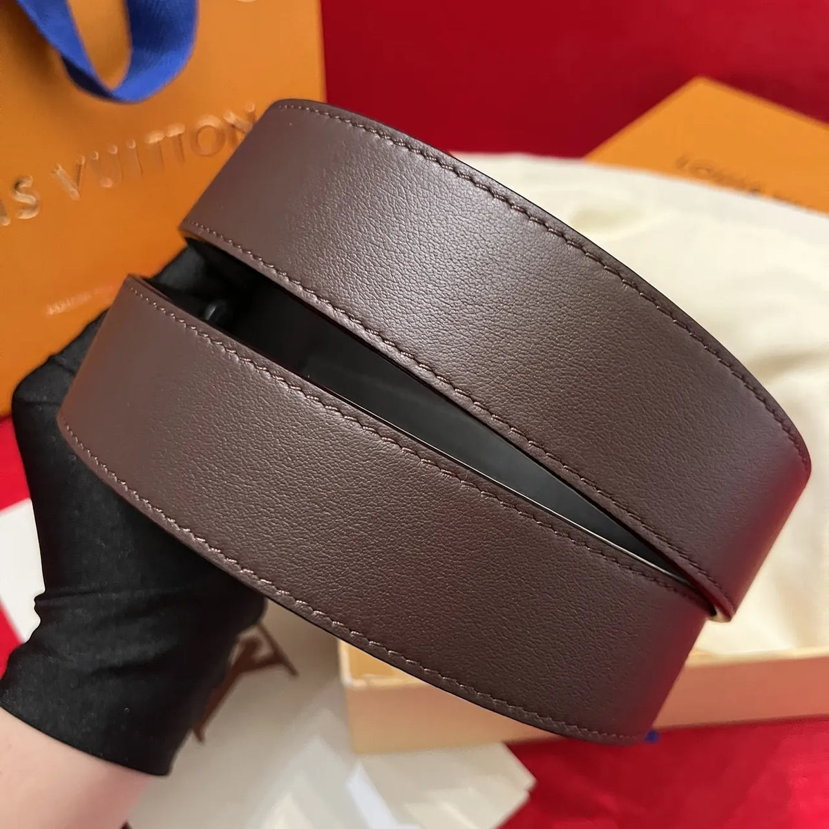Loewe Dark Brown Leather Belt - Hình 6