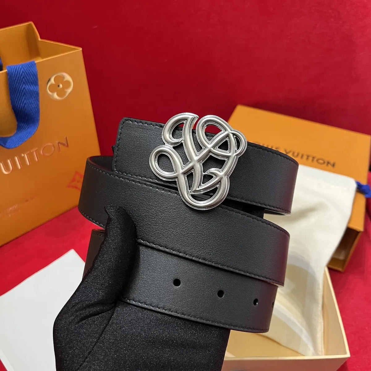 Loewe Black Leather Belt - Hình 2