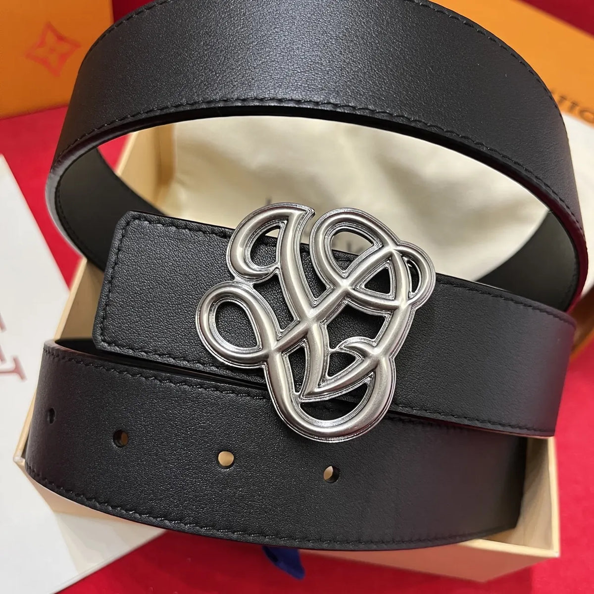 Loewe Black Leather Belt - Hình 5