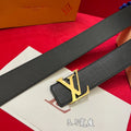 Louis Vuitton Gray Leather Belt silver