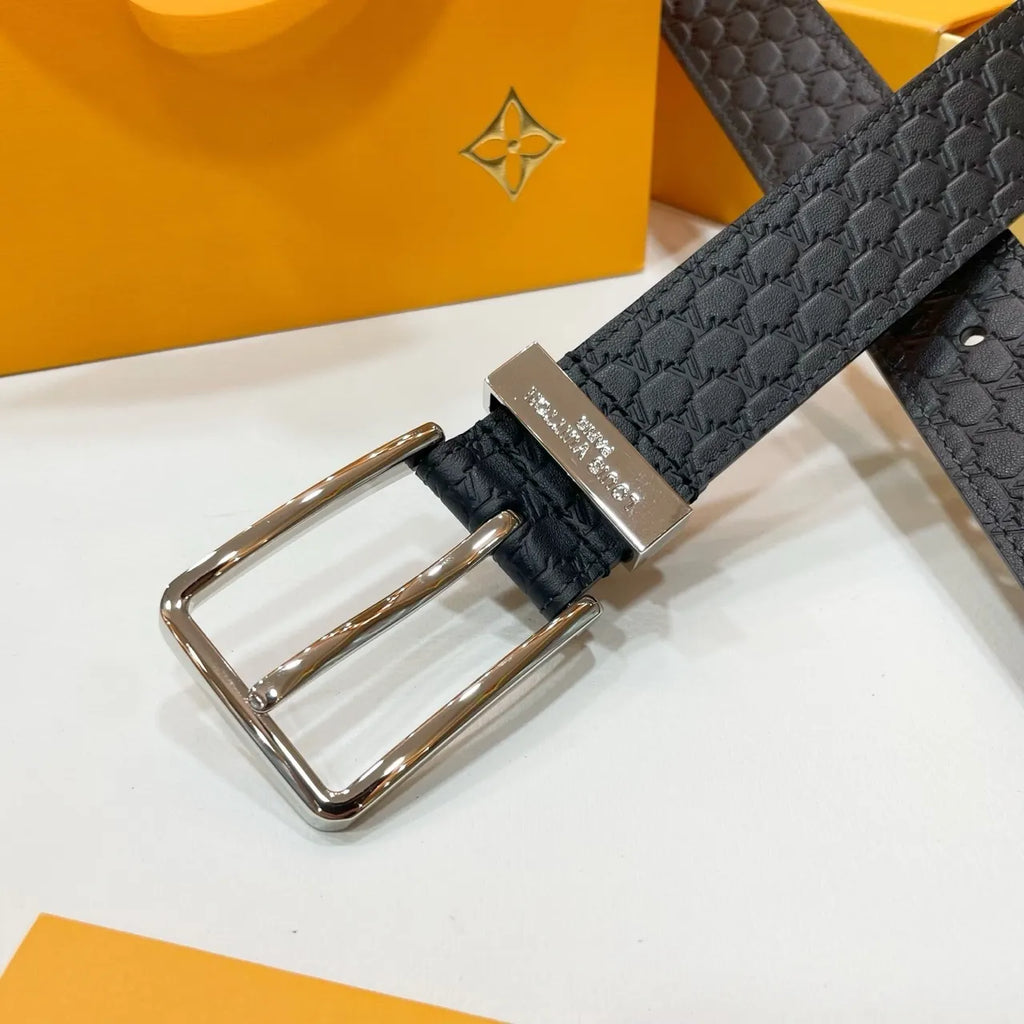 black Louis Vuitton Embossed Belt