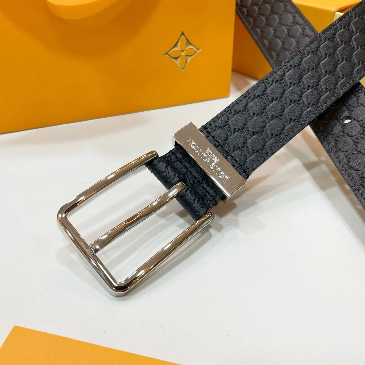black Louis Vuitton Embossed Belt